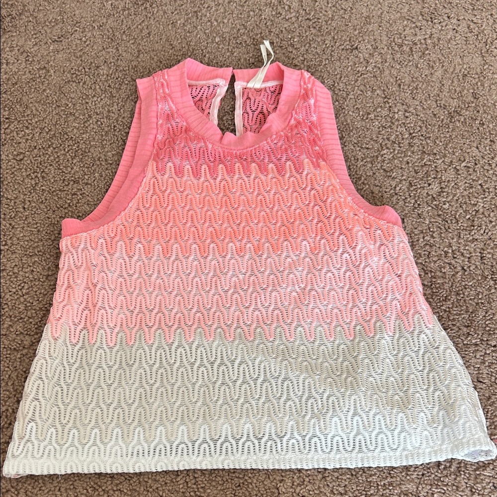 Anthropologie Pink and White Sleeveless Top